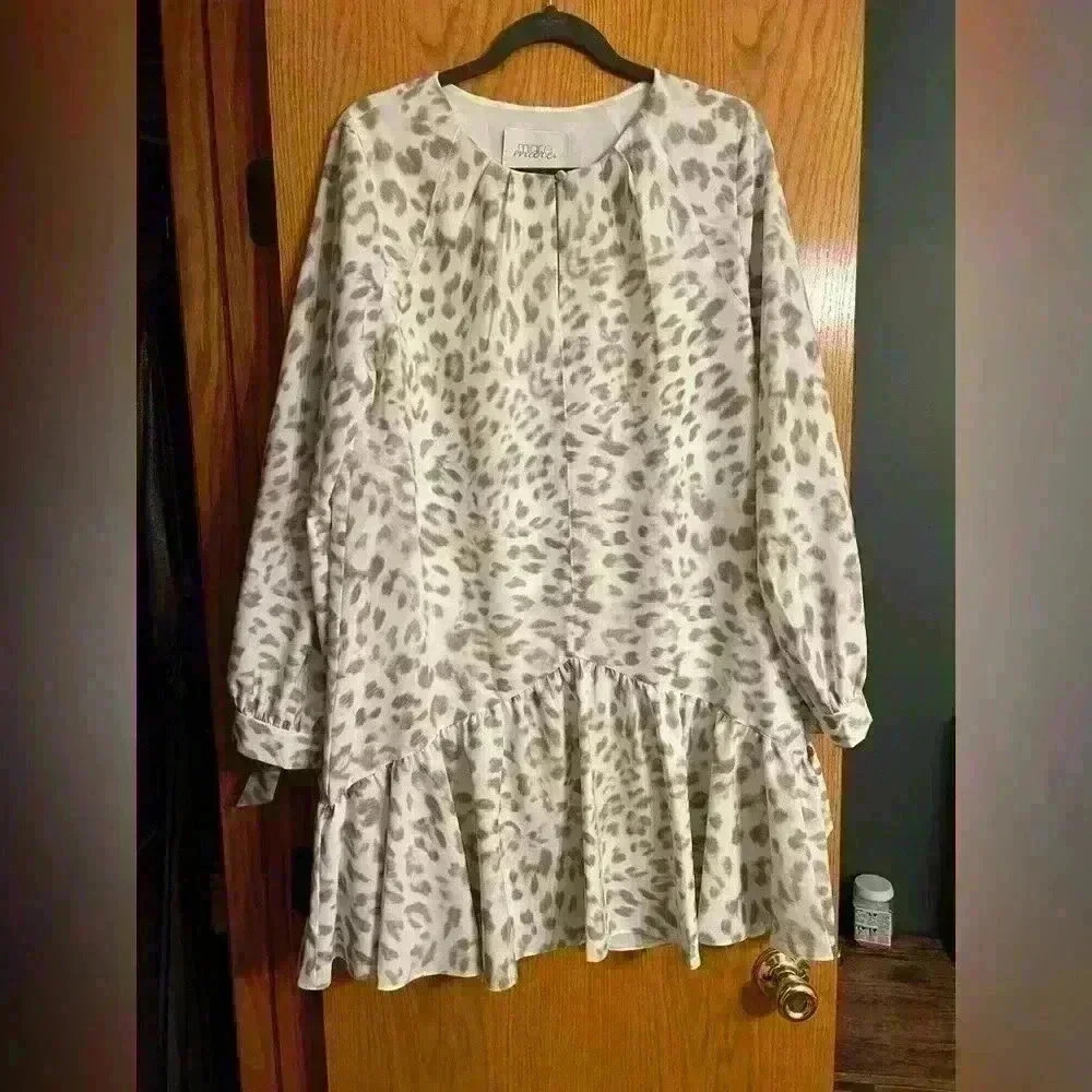ANTHROPOLOGIE— Cheetah Dress Ruffle Bottom Mare Mare Dress: M